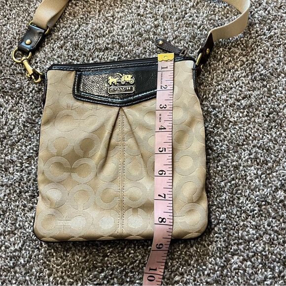 COACH Madison Dotted Op Art Swingpack Brown and Tan Crossbody - Picture 13 of 14